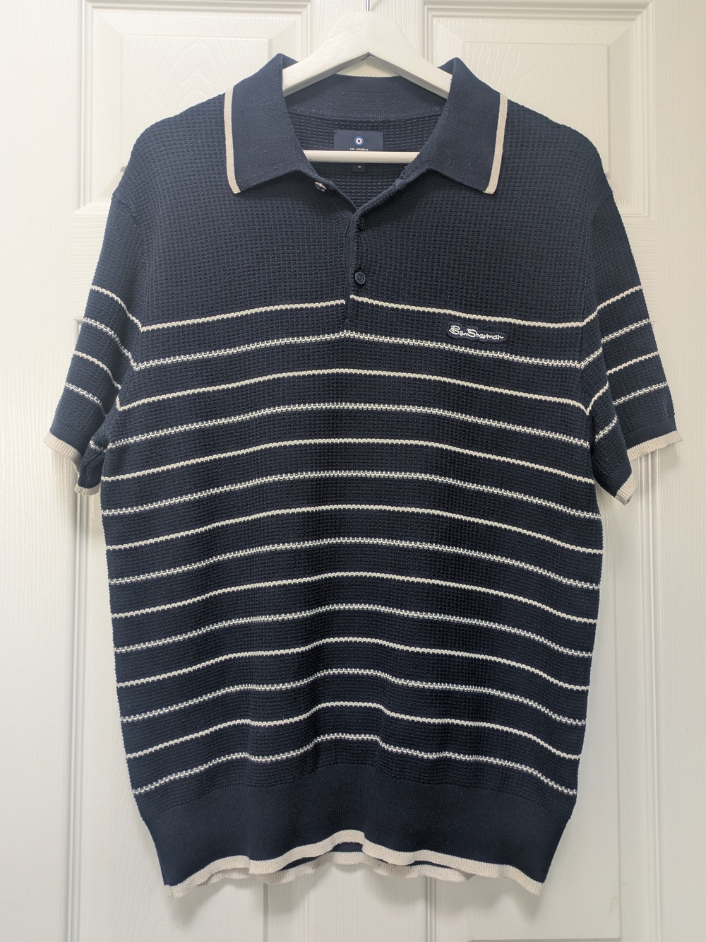 Ben Sherman Navy & White Striped Short-Sleeve Polo